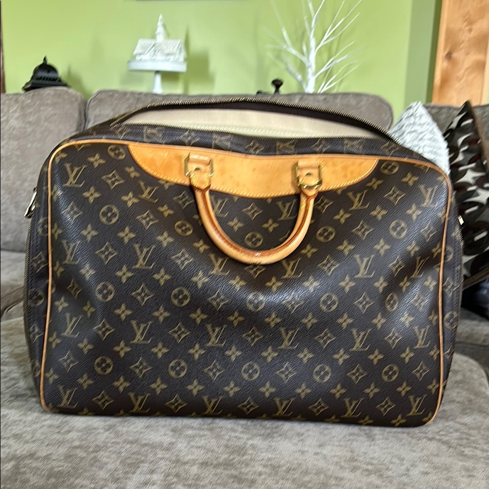 Louis Vuitton Brown Tan Monogram Travel Bag
